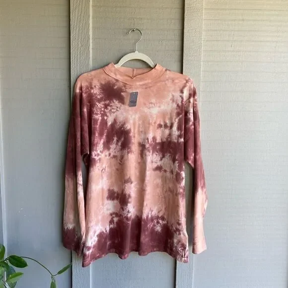 Free People Tie-Dye Long Sleeve Top in Pink and Cream - Picture 9 of 13